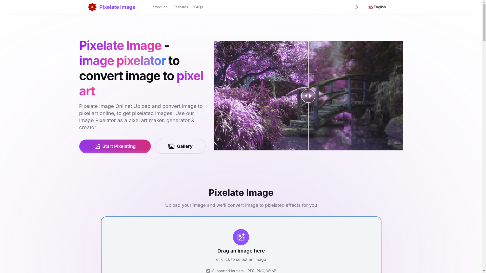 website screenshot of https://pixelate-image-2l4.pages.dev/