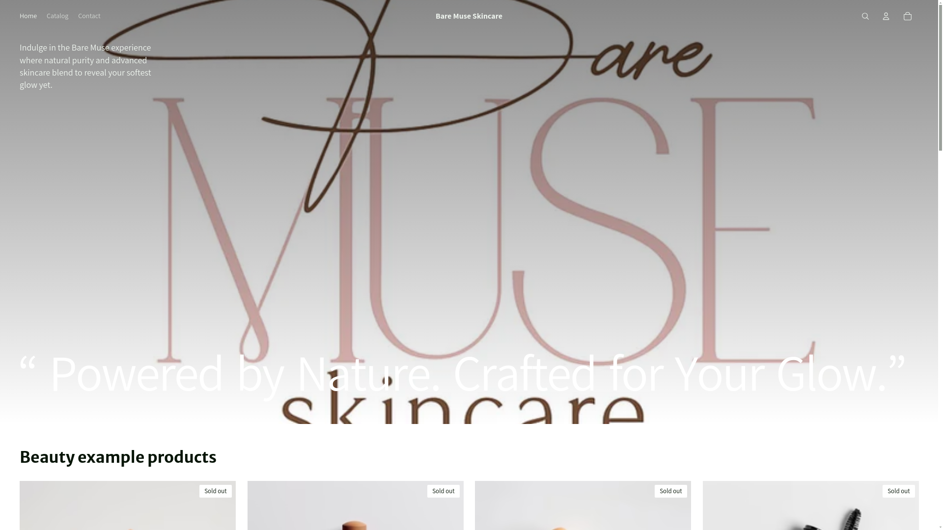 website screenshot of https://baremuseskincare.com/