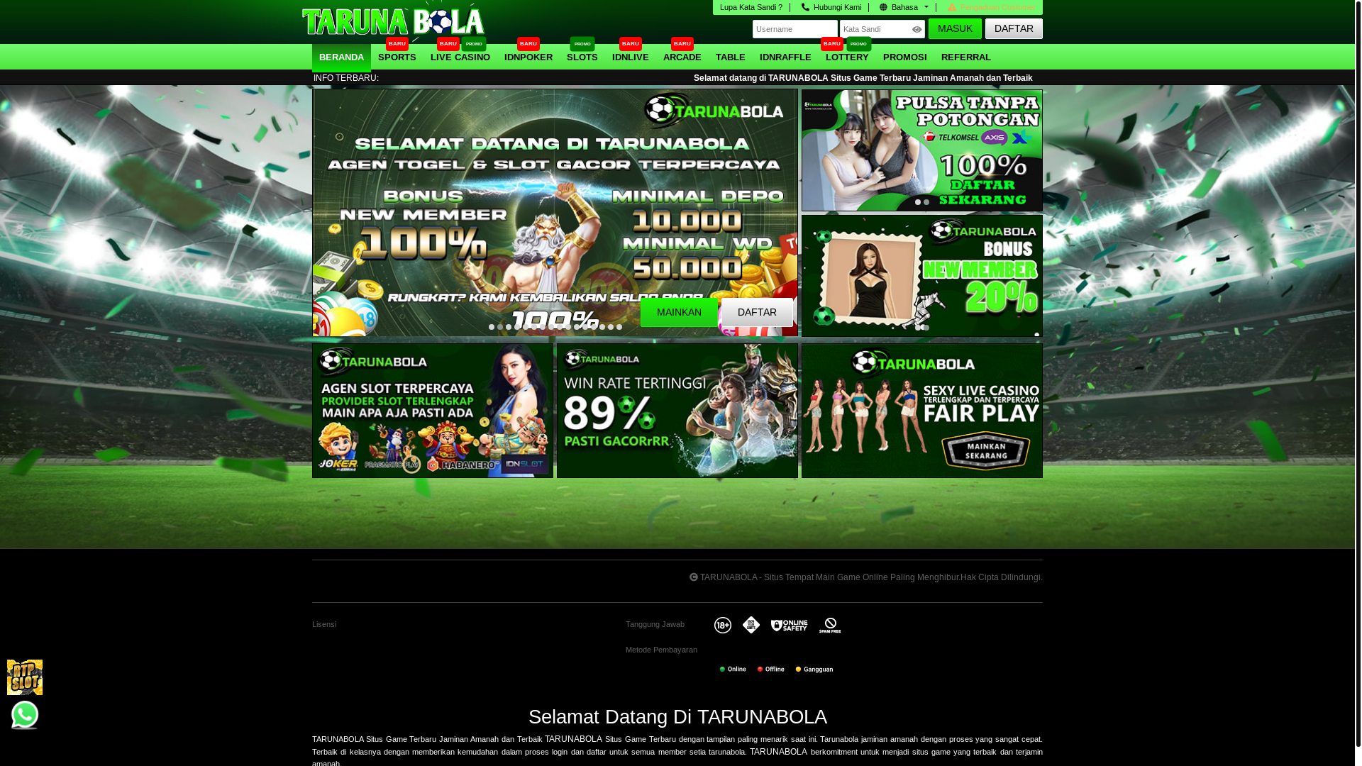website screenshot of https://tarunabola-utama.com/