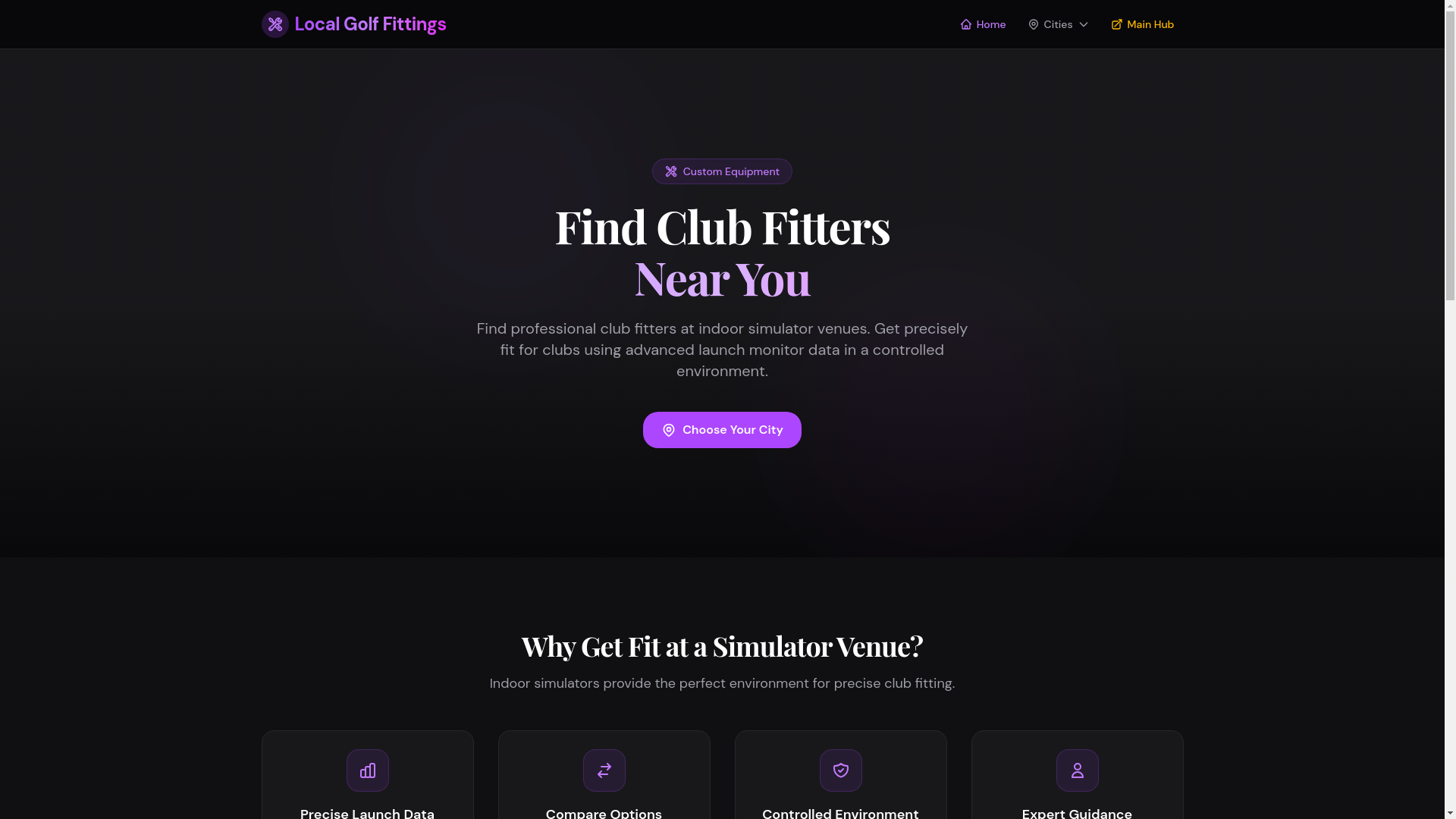 website screenshot of https://localgolffittings.com/