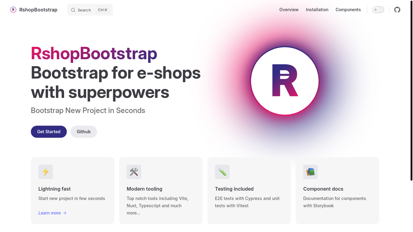 website screenshot of https://rshop-bootstrap-docs.pages.dev/