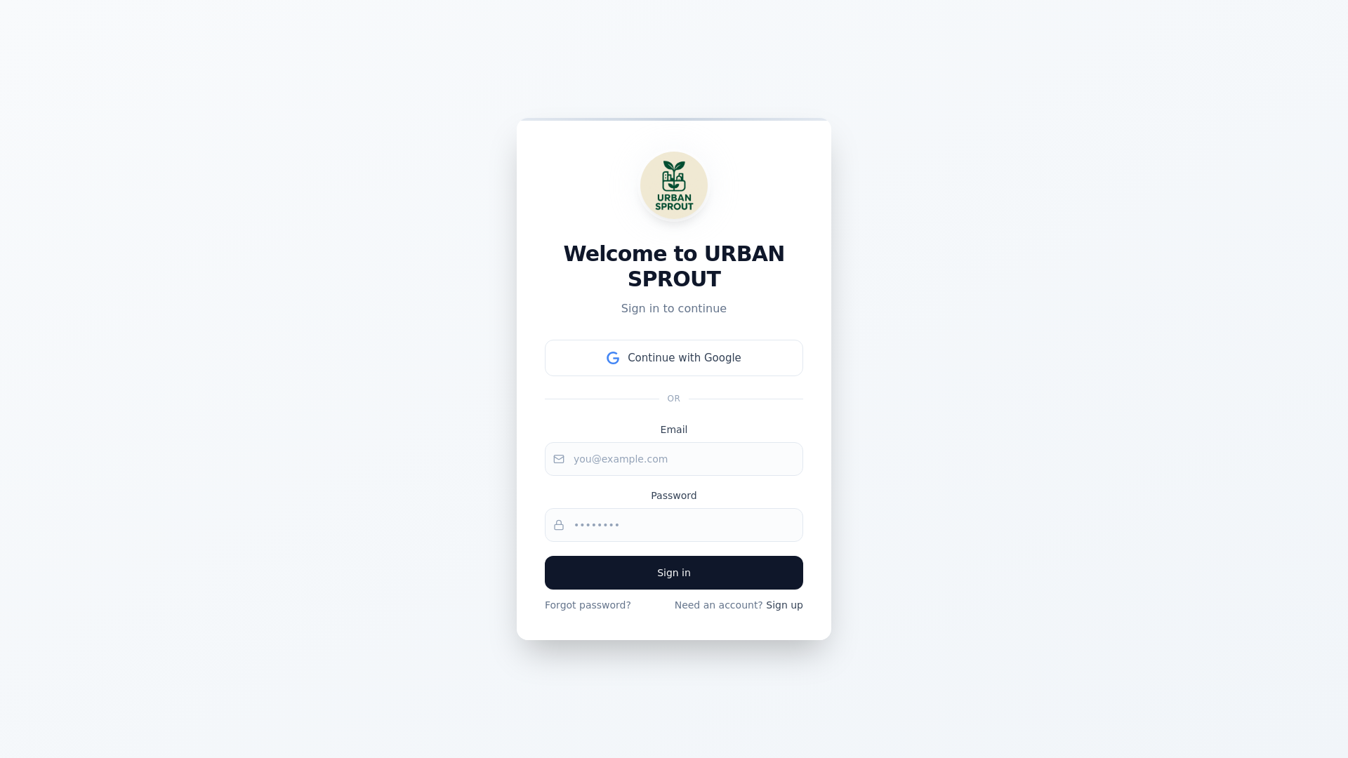 website screenshot of https://urbansprout101.com/