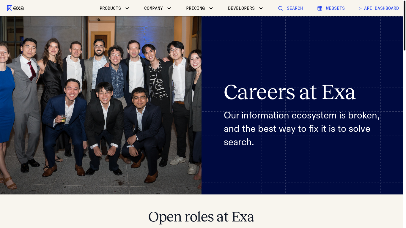 website screenshot of https://join-exa.team/