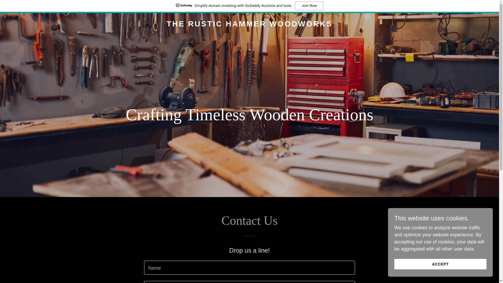 website screenshot of https://therustichammerwoodworks.com/