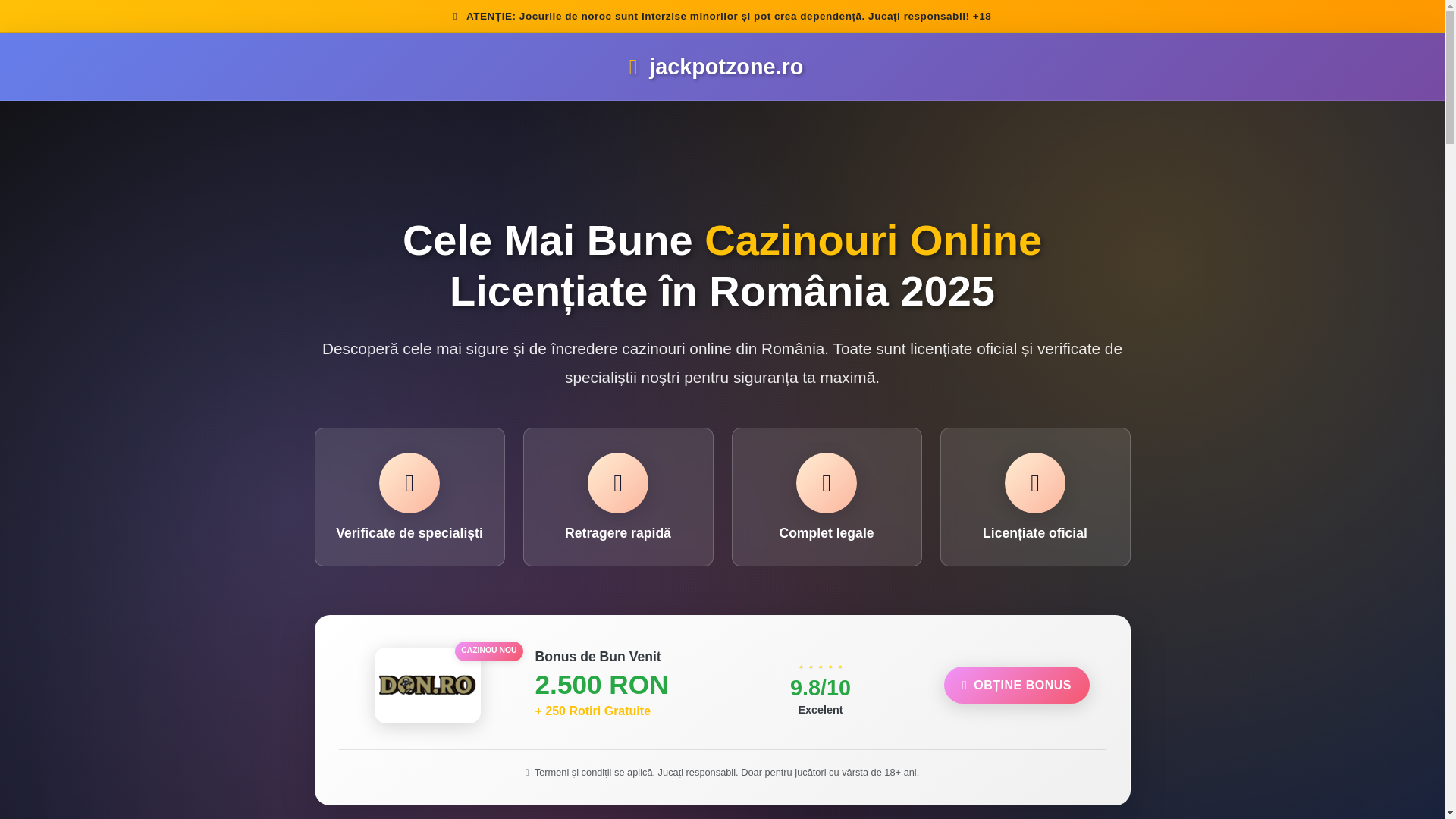 website screenshot of https://jackpotzone.ro/