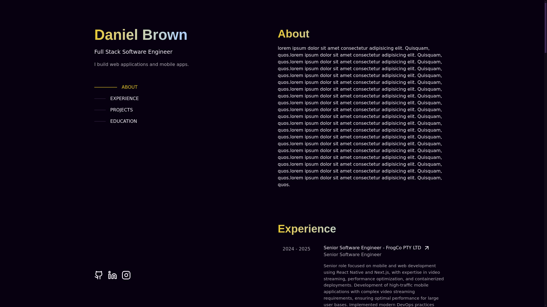 website screenshot of https://danoaky.dev/