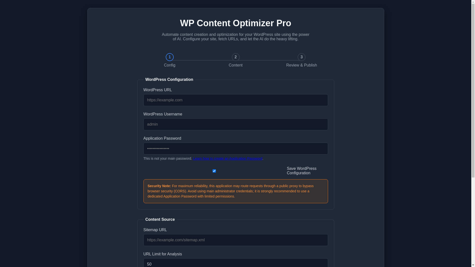 website screenshot of https://wp-content-optimizer-pro.pages.dev/