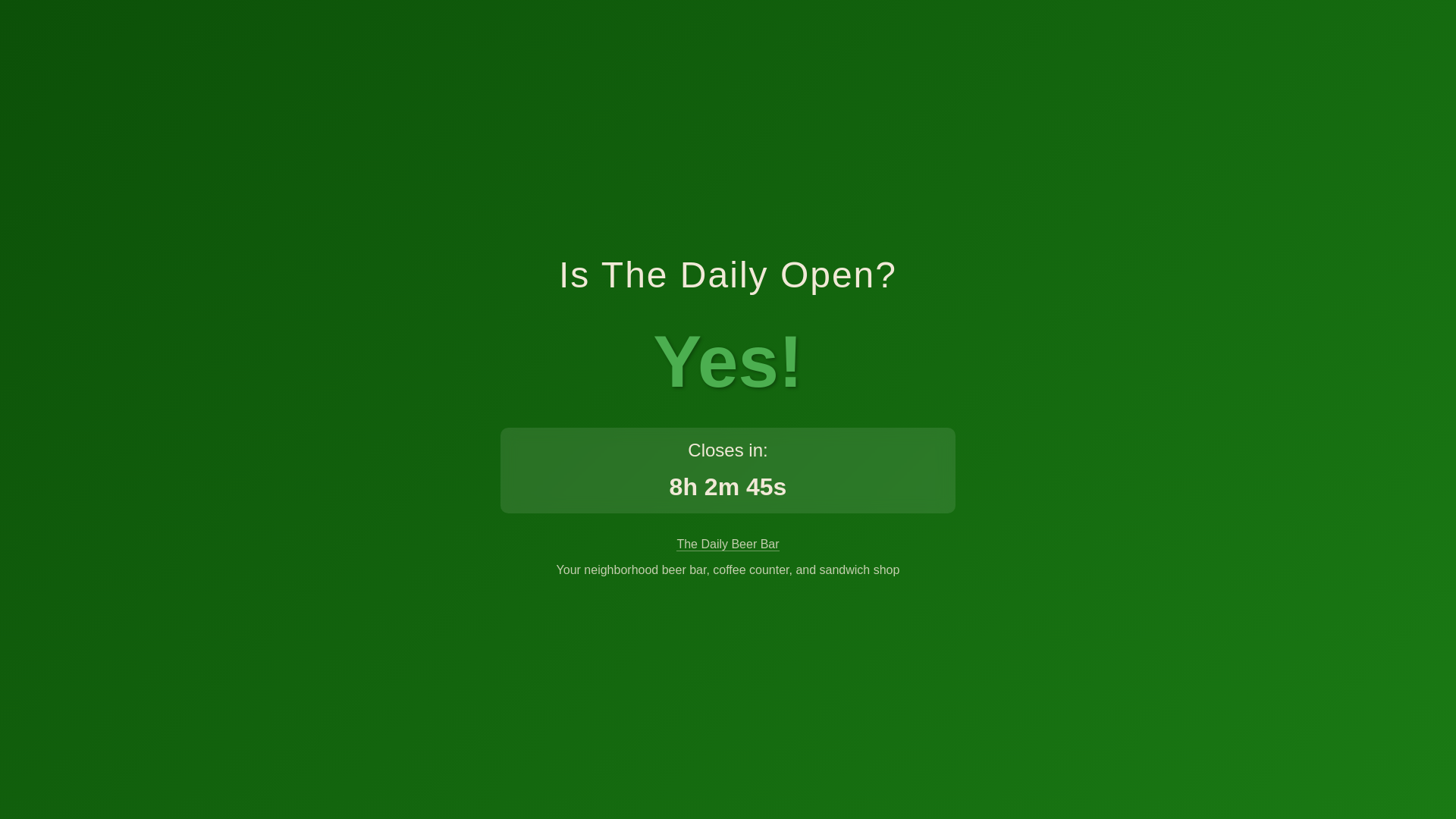 website screenshot of https://isthedailyopen.com/