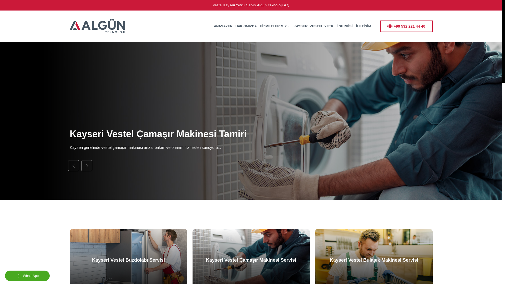 website screenshot of https://algunvestelyetkiliservis.com/