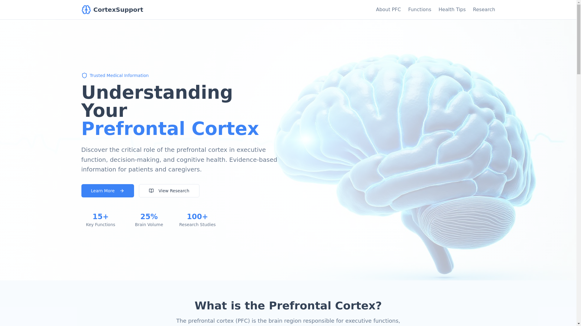 website screenshot of https://cortex-support.com/