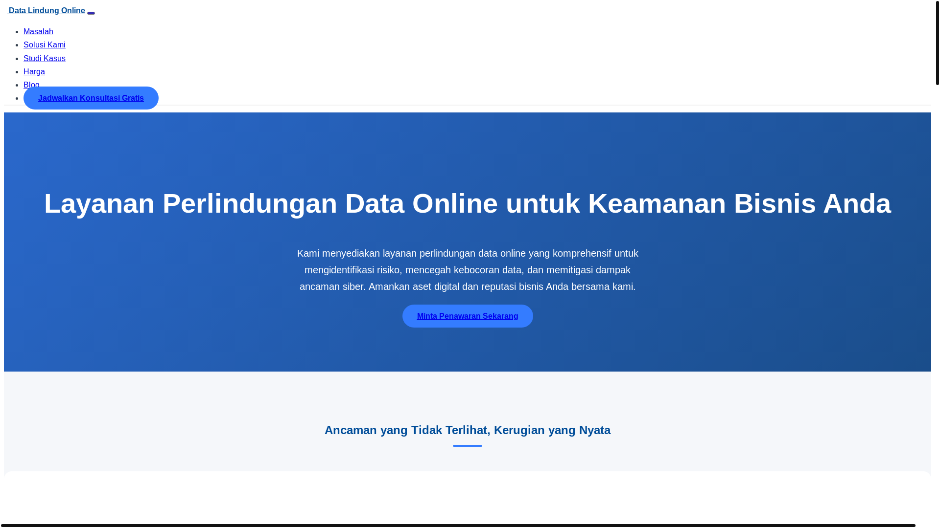 website screenshot of https://datalindung.online/