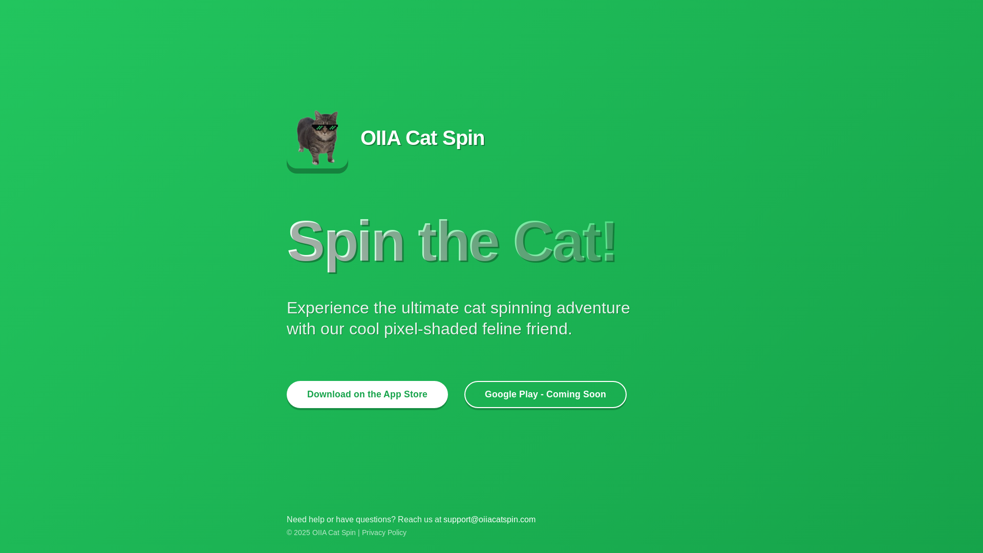 website screenshot of https://oiiacatspin.com/