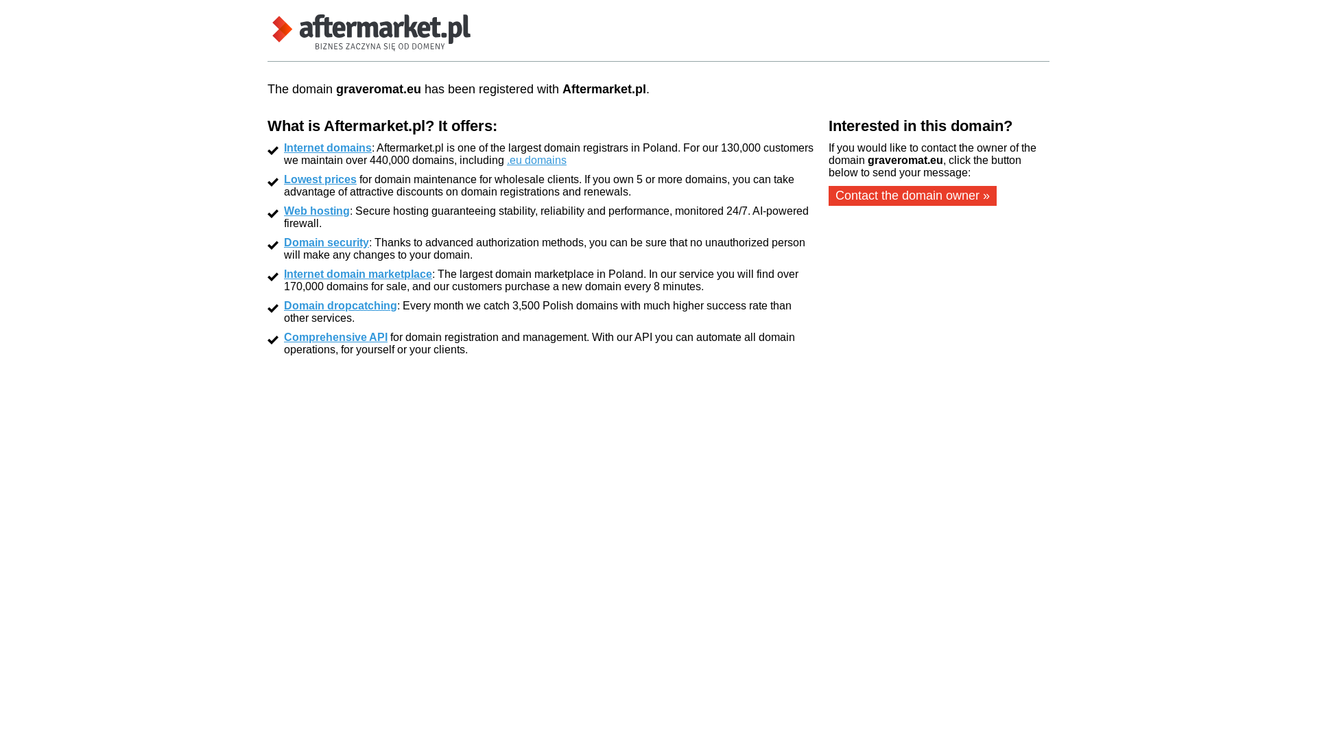 website screenshot of https://graveromat.eu/