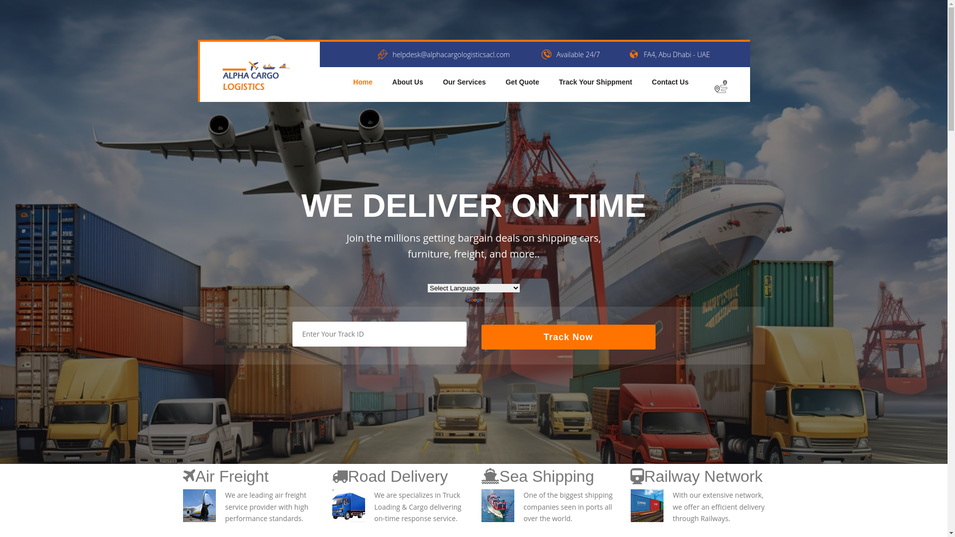 website screenshot of https://alphacargologisticsacl.com/