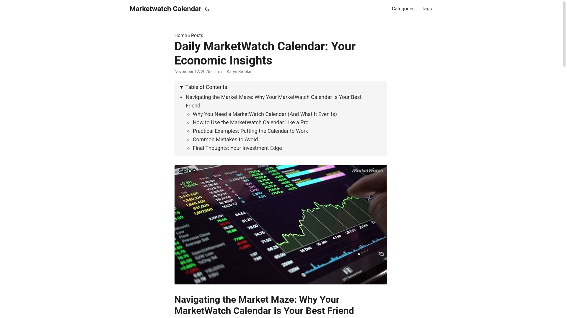 website screenshot of https://marketwatch-calendar.pages.dev/