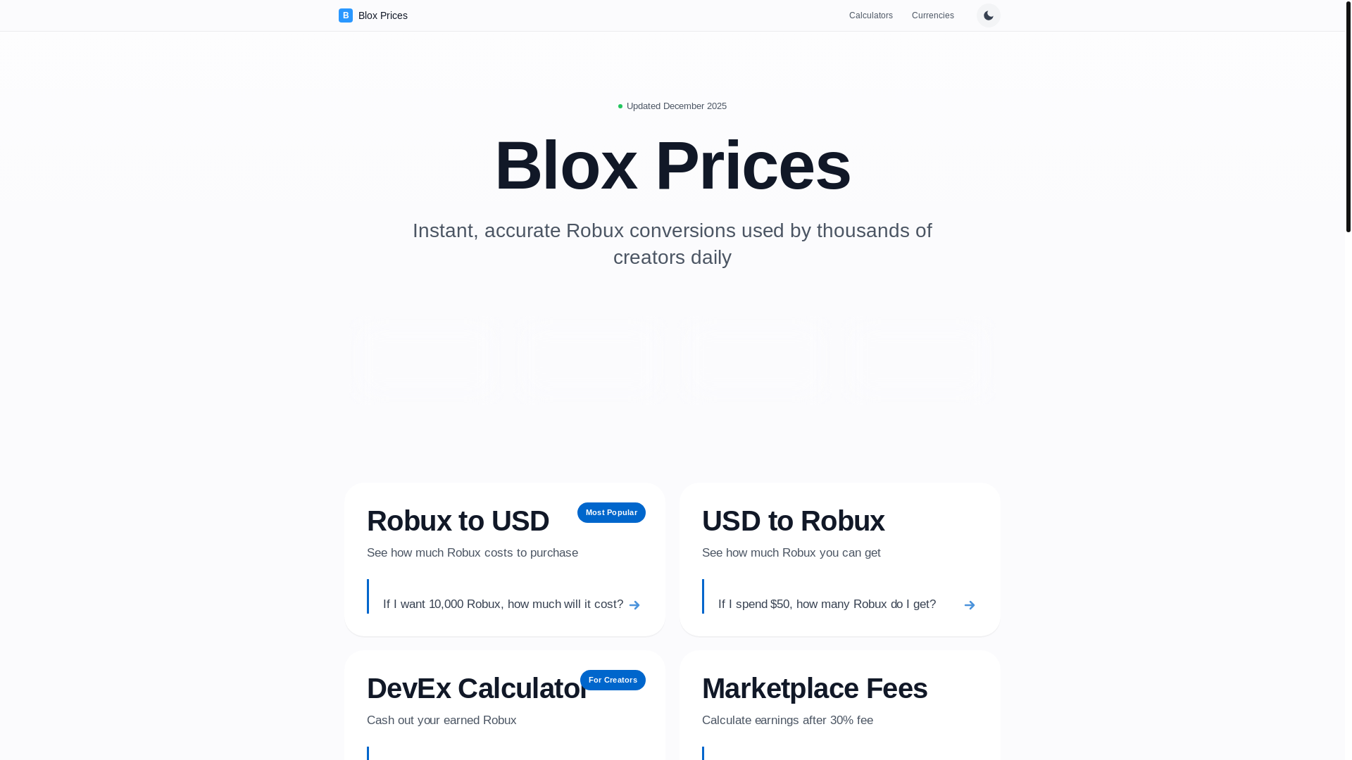 website screenshot of https://bloxprices.com/