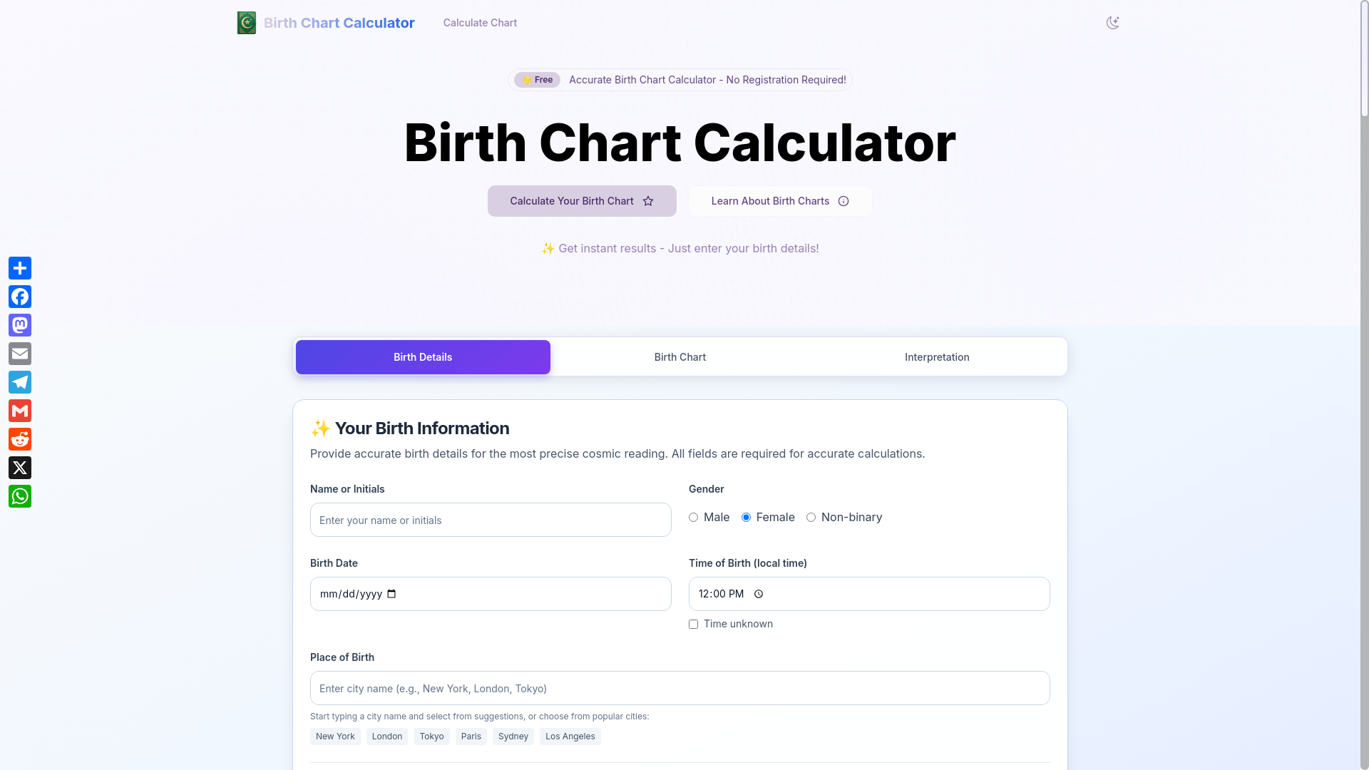 website screenshot of https://birth-chart-calculator.pages.dev/