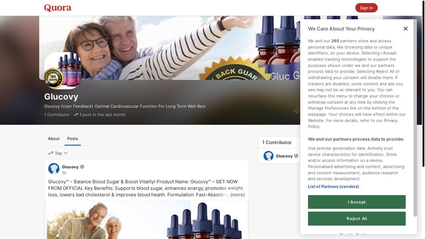 website screenshot of https://glucovy.quora.com/