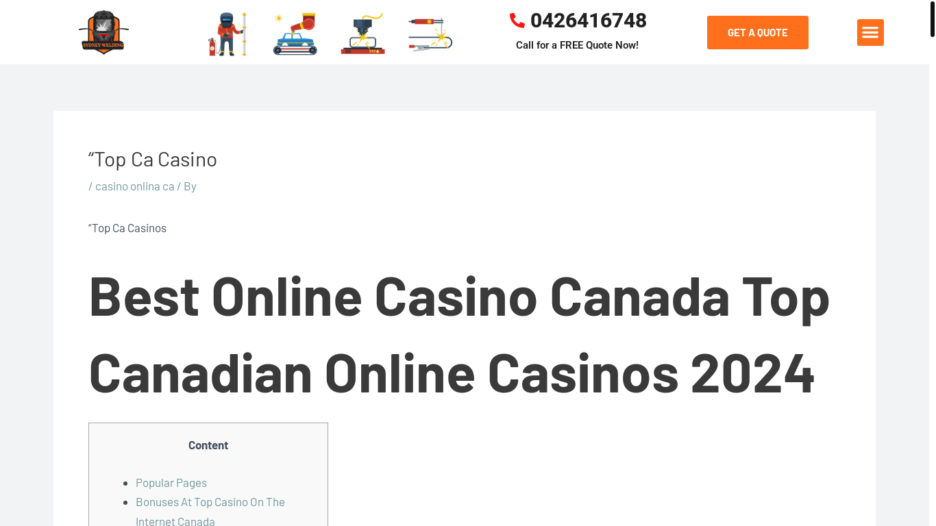website screenshot of https://sydneywelding.com.au/top-ca-casino/