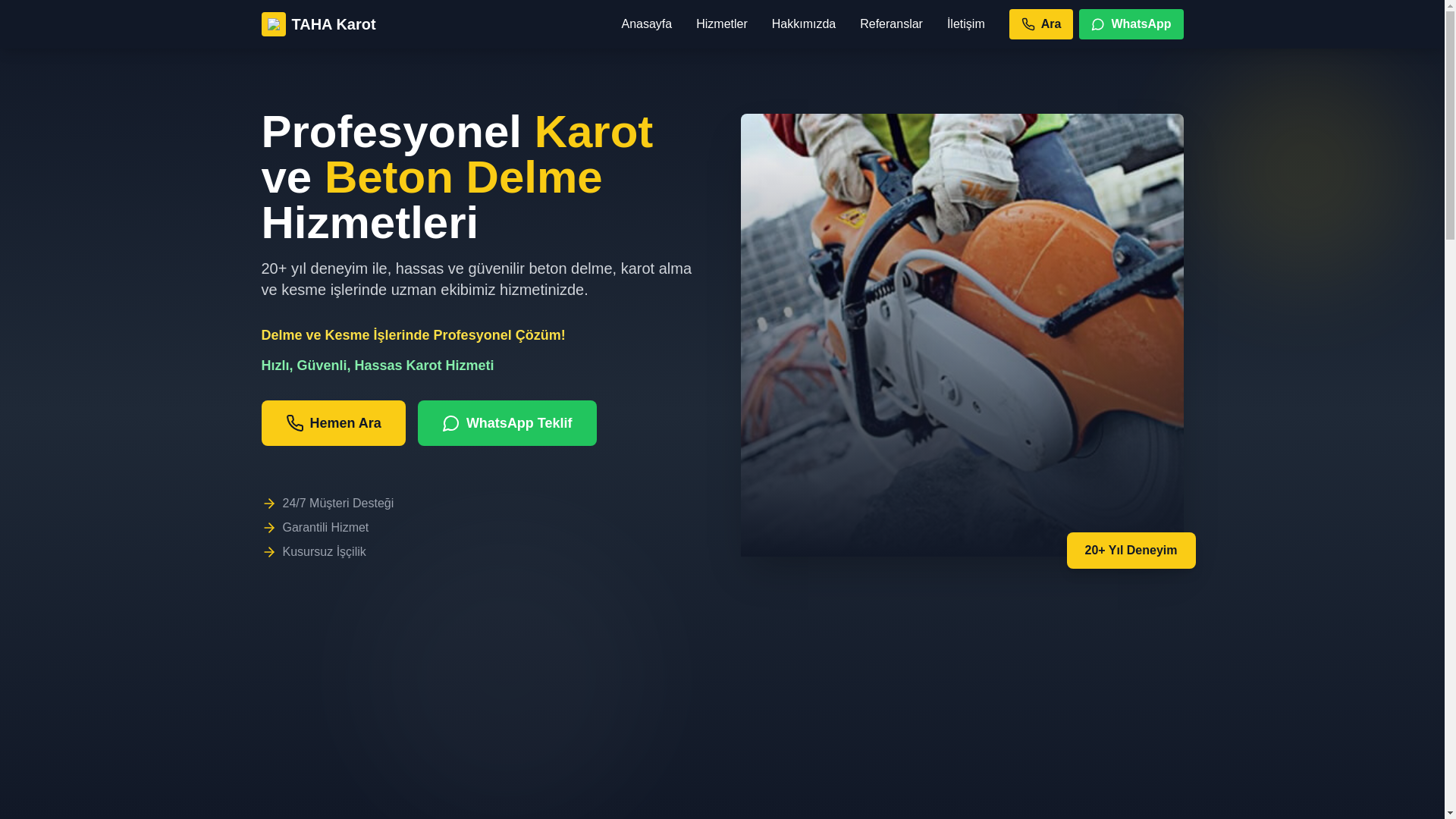 website screenshot of https://tahakarot.com.tr/