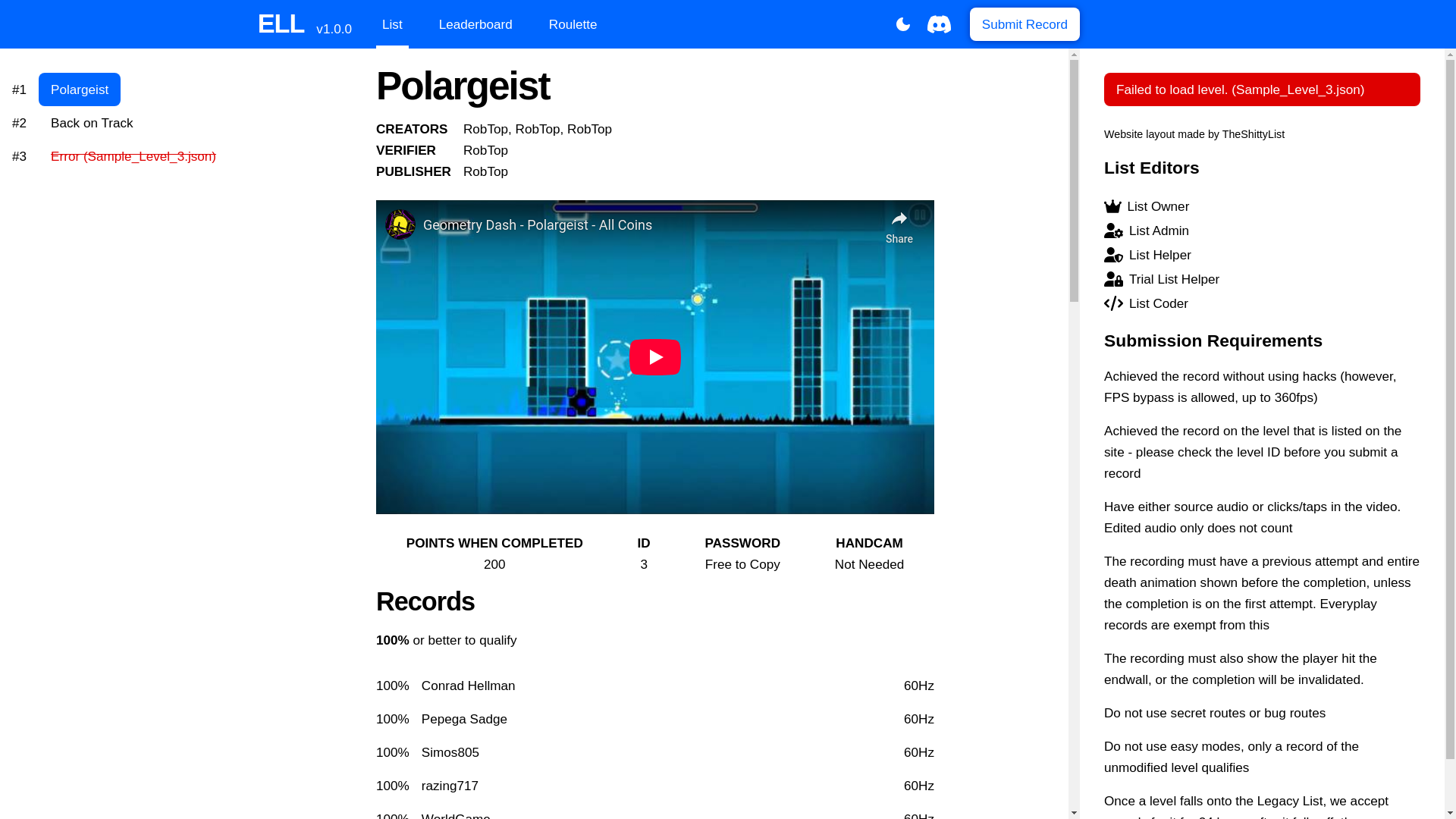 website screenshot of https://everythinglevelist.pages.dev/