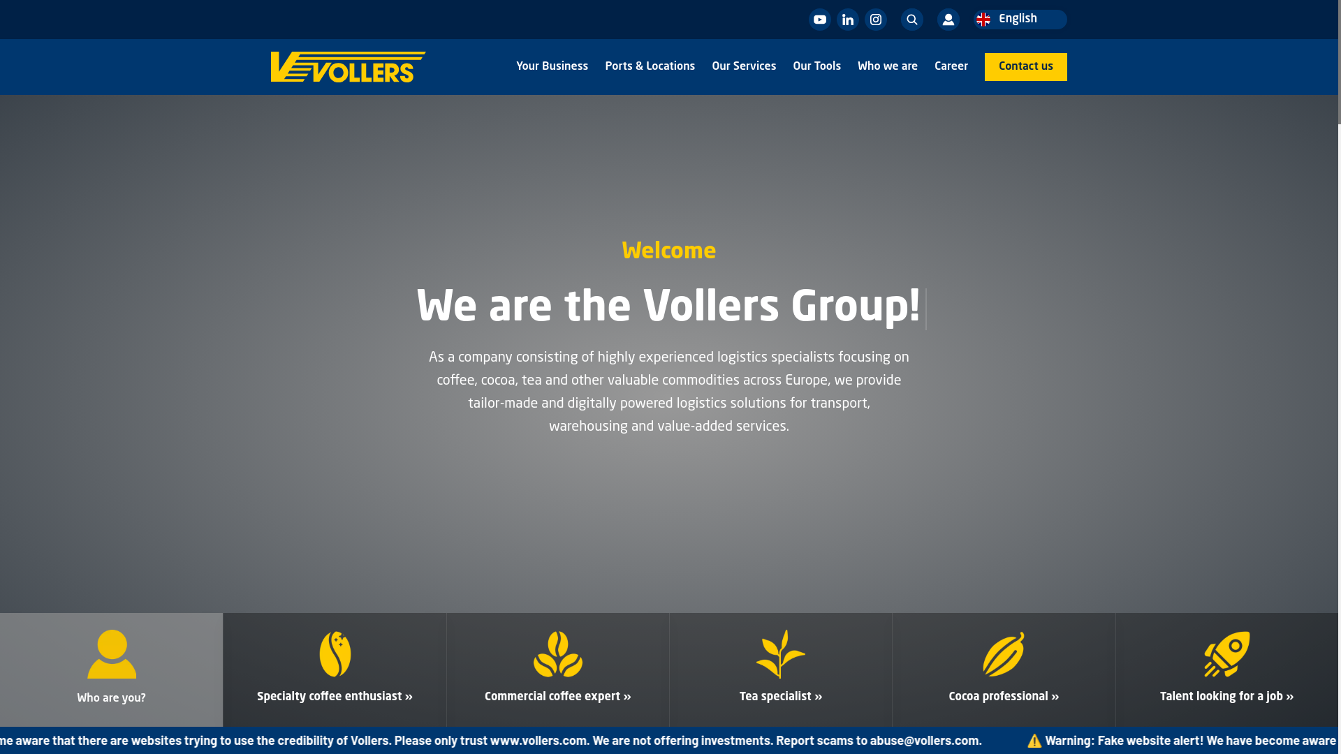 website screenshot of https://vollers-hamburg.de/