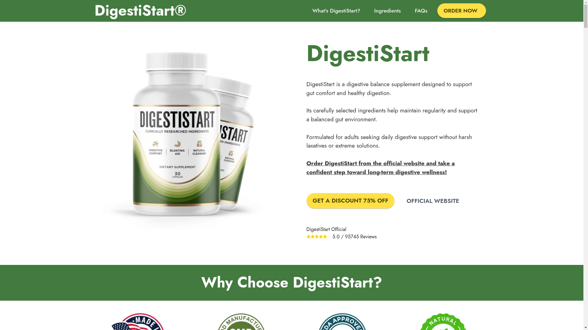 website screenshot of https://www-digestistart.us/