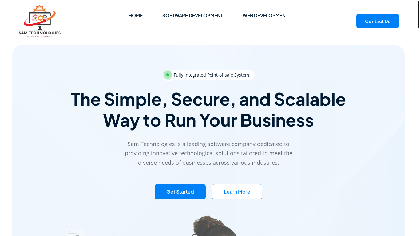 website screenshot of https://sam-technologies.com/