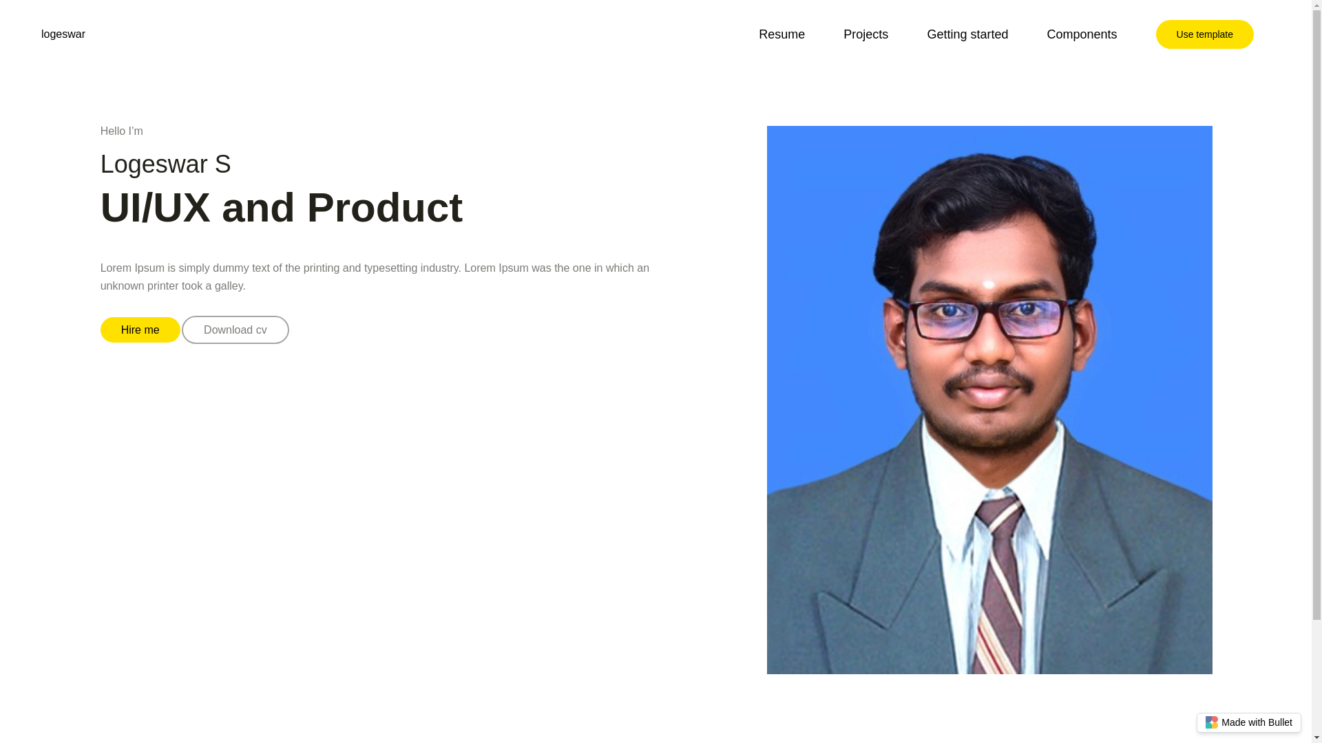 website screenshot of https://logeswar-bullet.pages.dev/