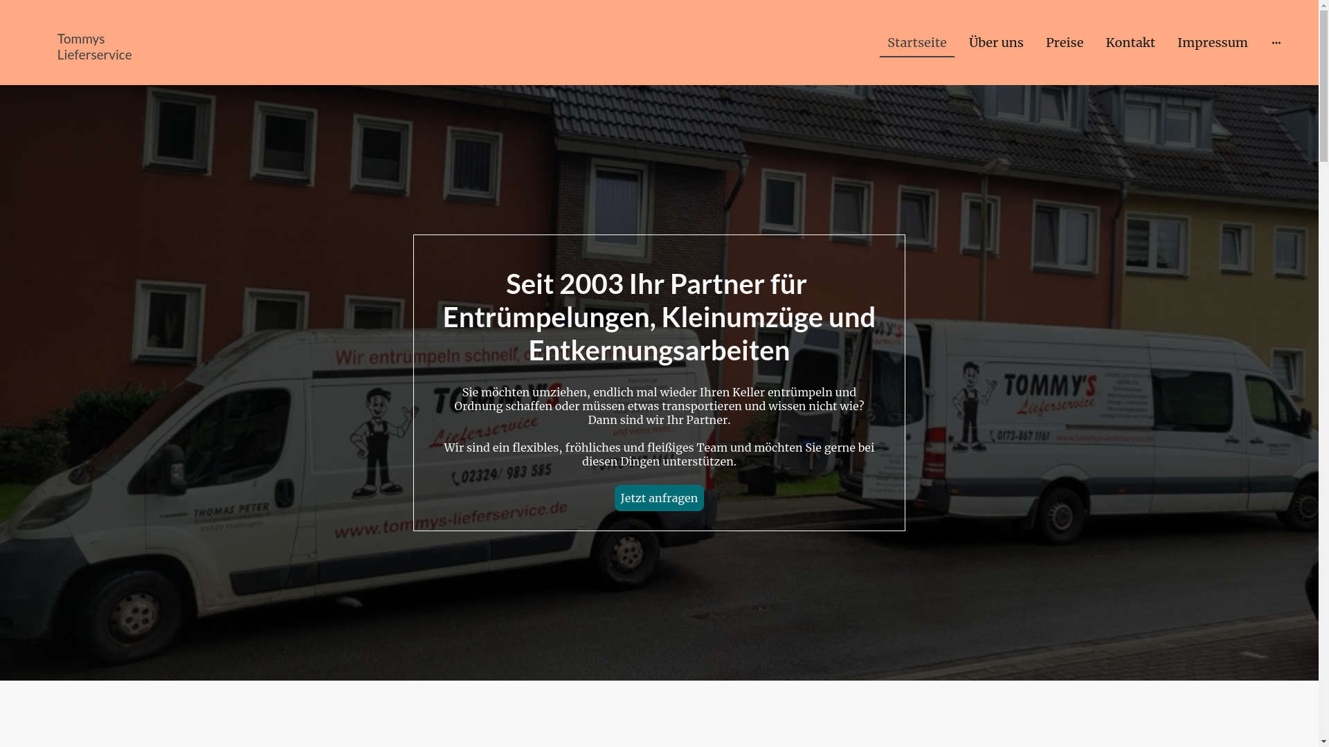 website screenshot of https://tommys-lieferservice-hattingen.de/