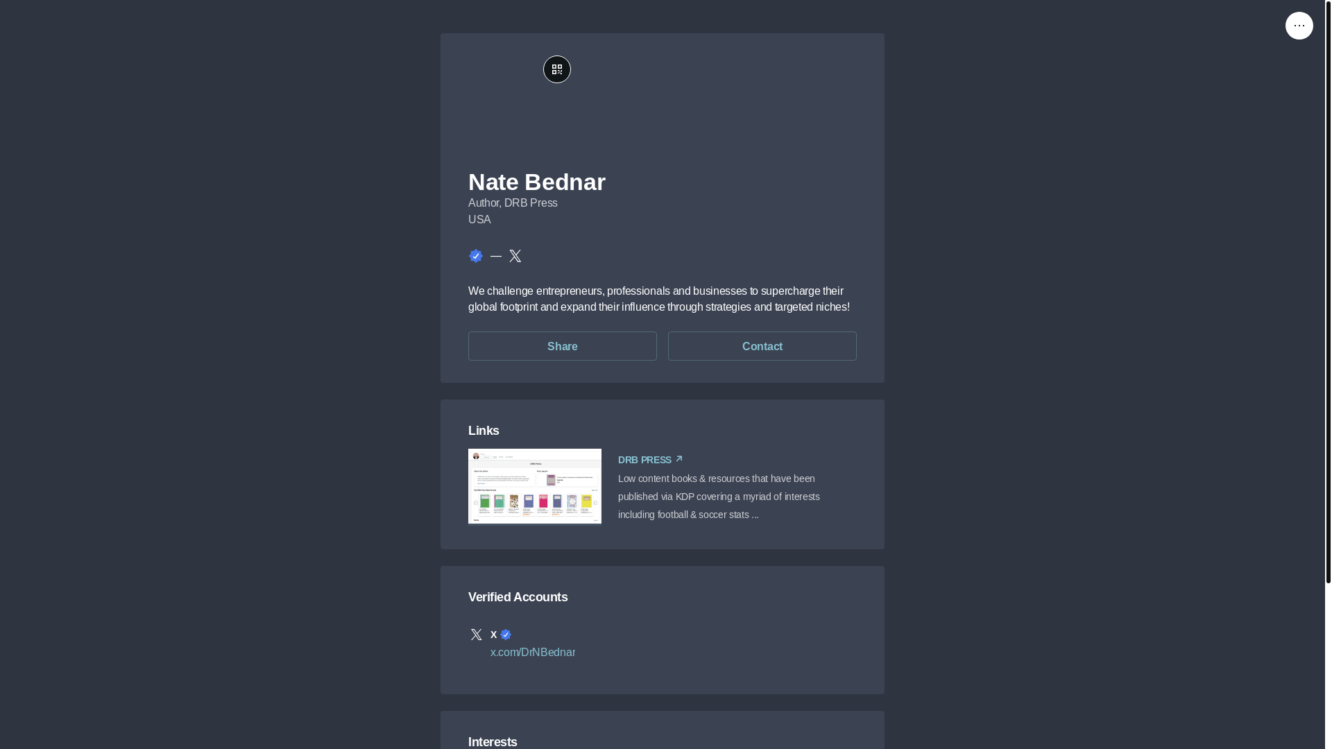 website screenshot of https://natebednar.link/