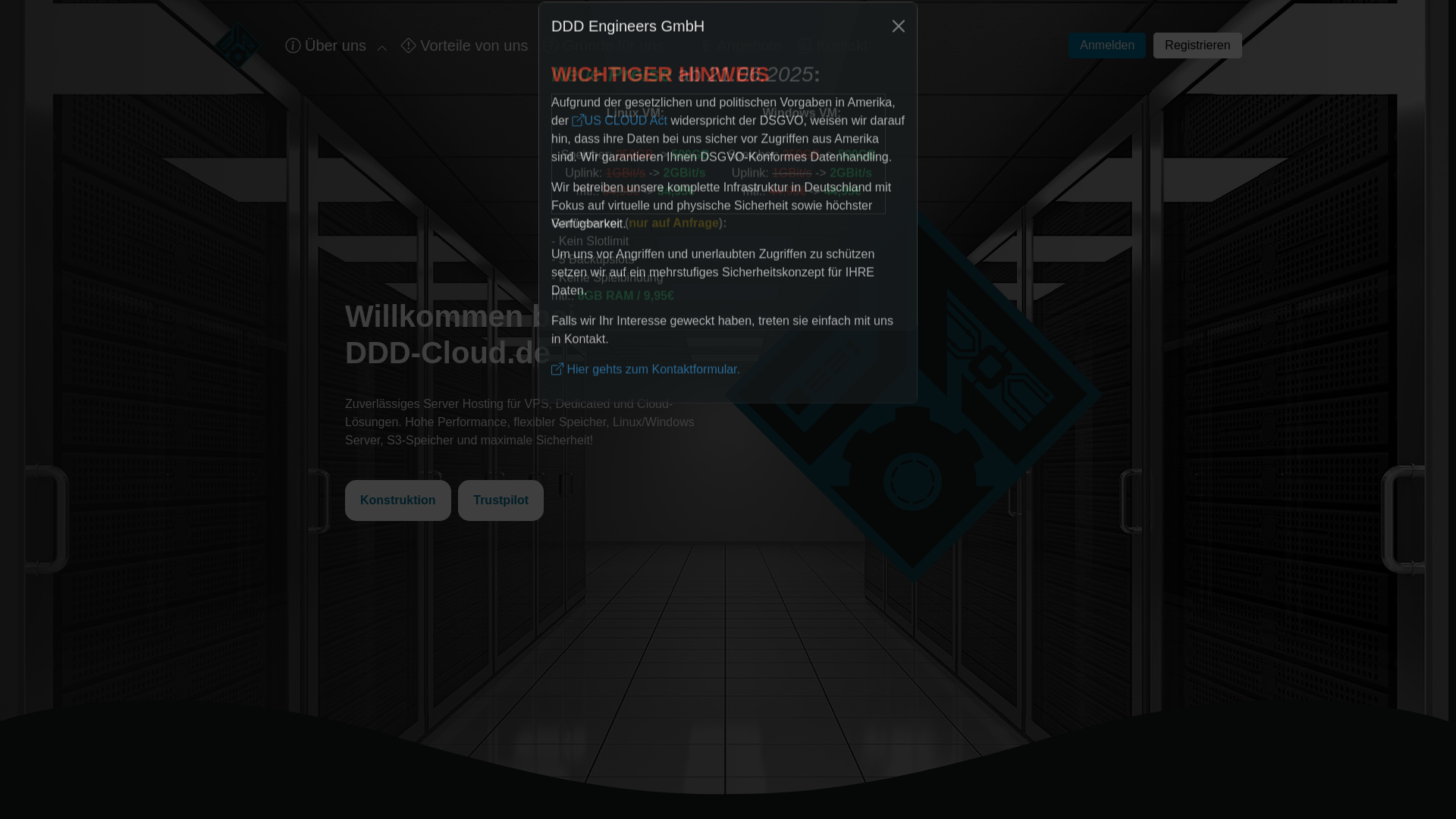 website screenshot of https://ddd-cloud.de/