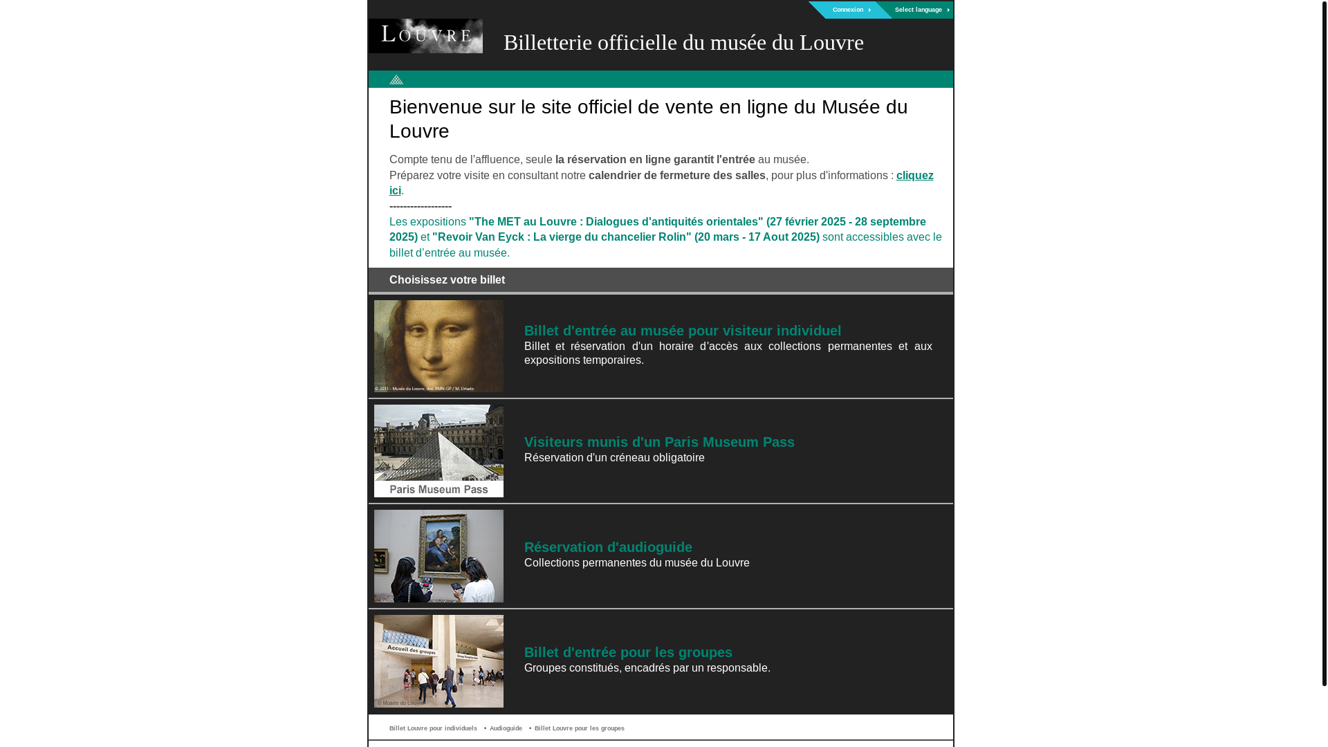 website screenshot of https://louvre-live.com/
