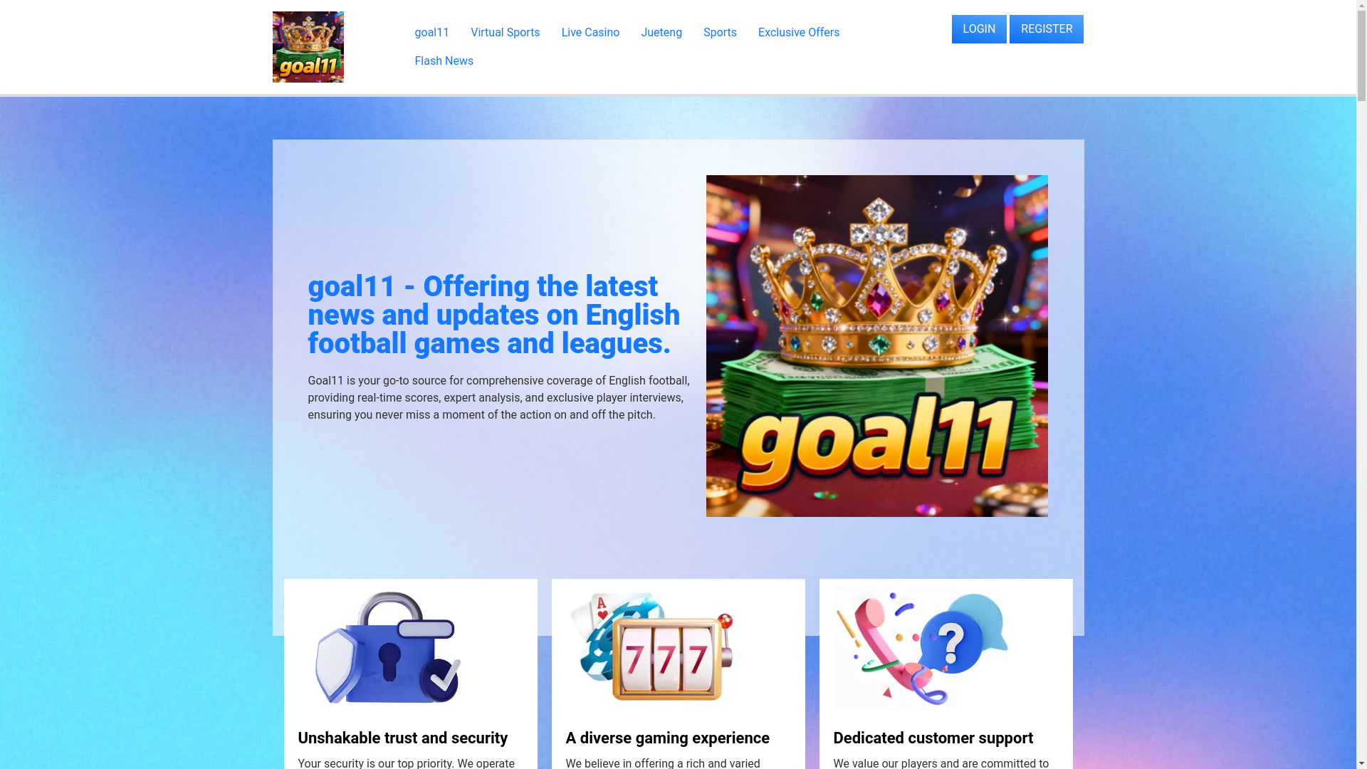 website screenshot of https://goal11slot.com/