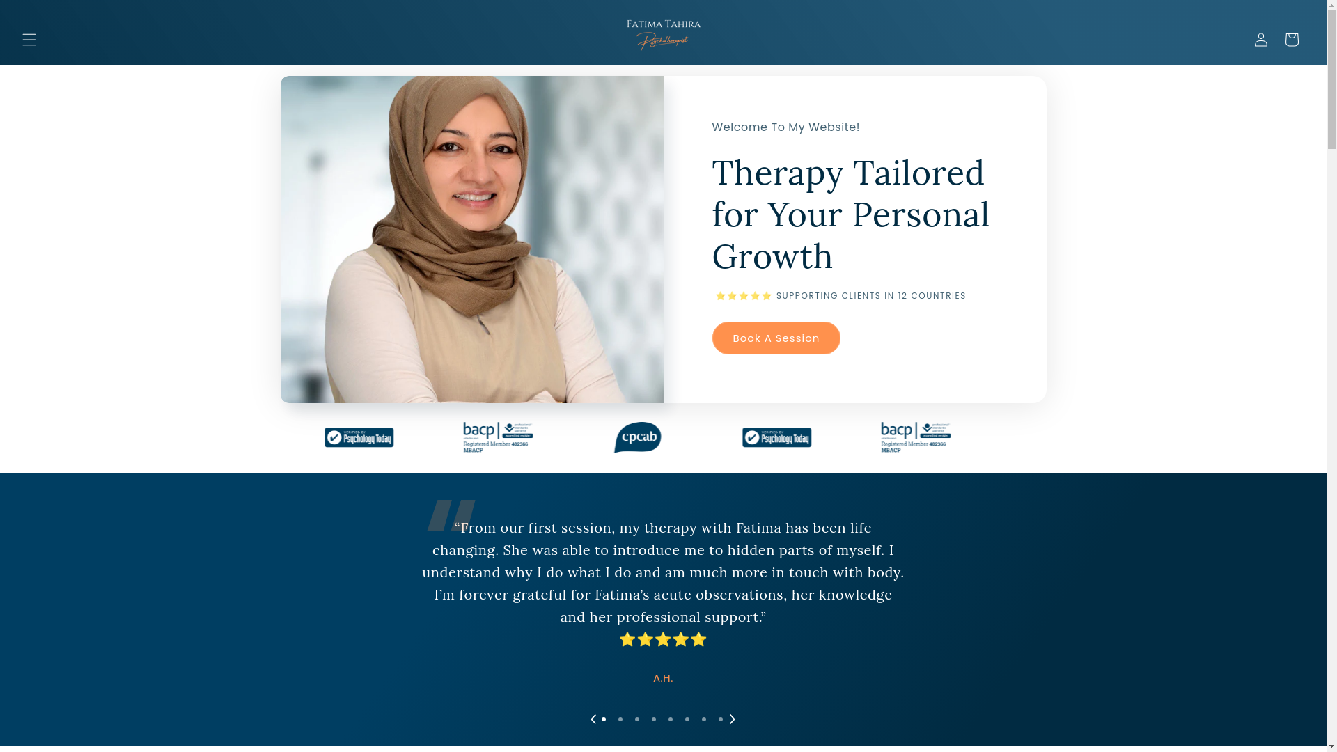 website screenshot of https://fatimatahira.uk/