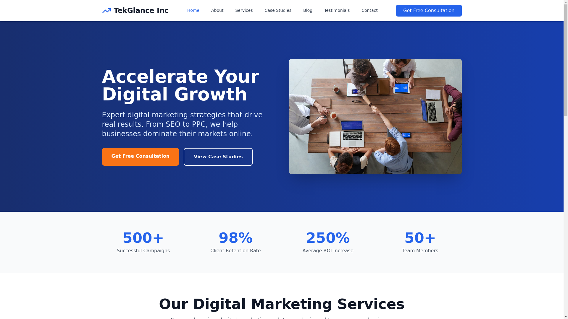 website screenshot of https://tekglance.online/
