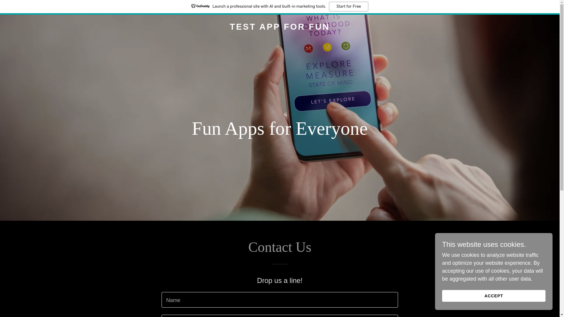 website screenshot of https://testappforfun.com/