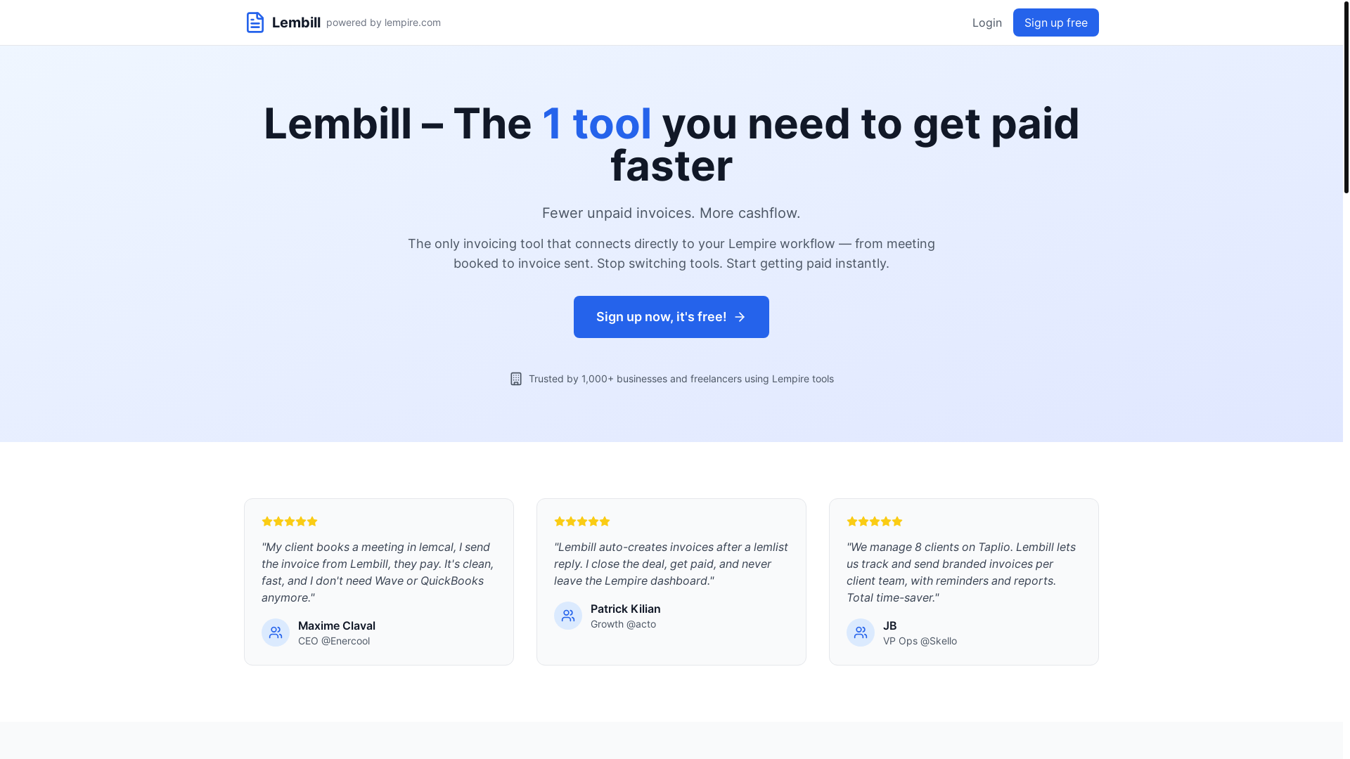 website screenshot of https://lembill.com/