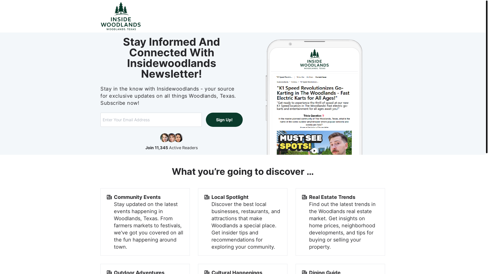 website screenshot of https://insidewoodlands.com/