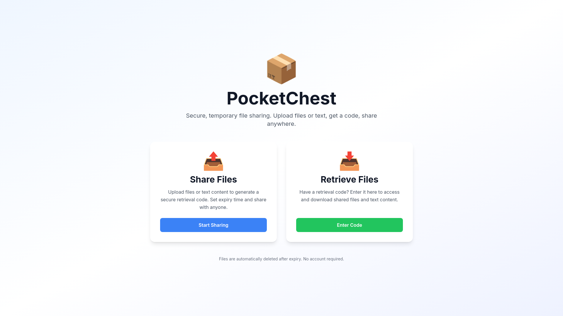 website screenshot of https://pocket-chest-frontend.pages.dev/
