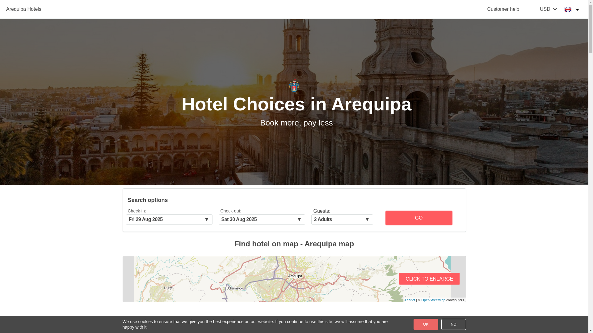 website screenshot of https://arequipahotels24.com/