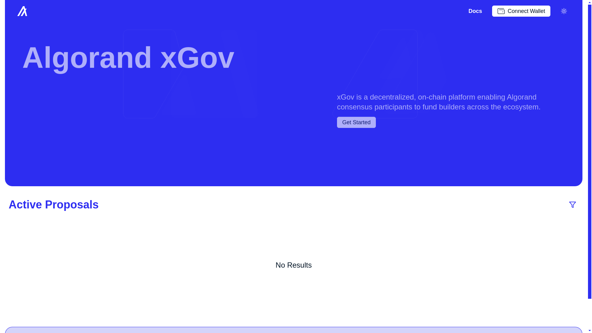 website screenshot of https://xgov-beta-web.pages.dev/