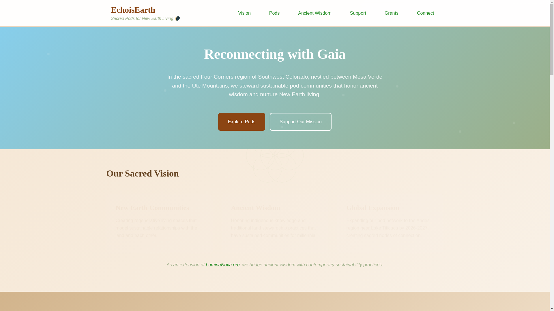 website screenshot of https://echoisearth.eco/