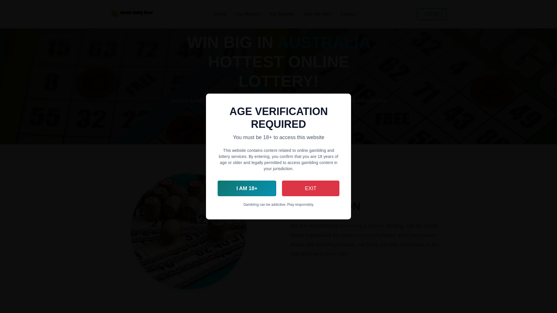 website screenshot of https://aussieluckydraw.com/