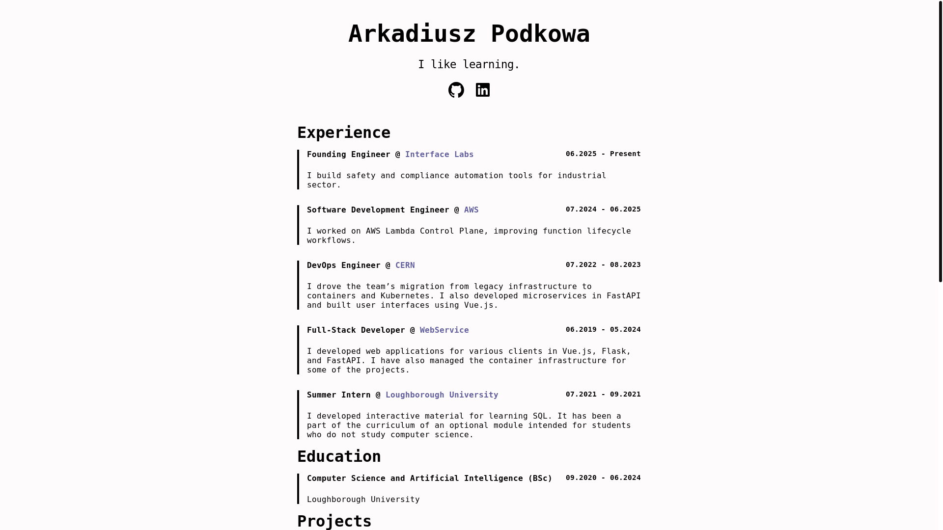 website screenshot of https://personal-website-5qv.pages.dev/