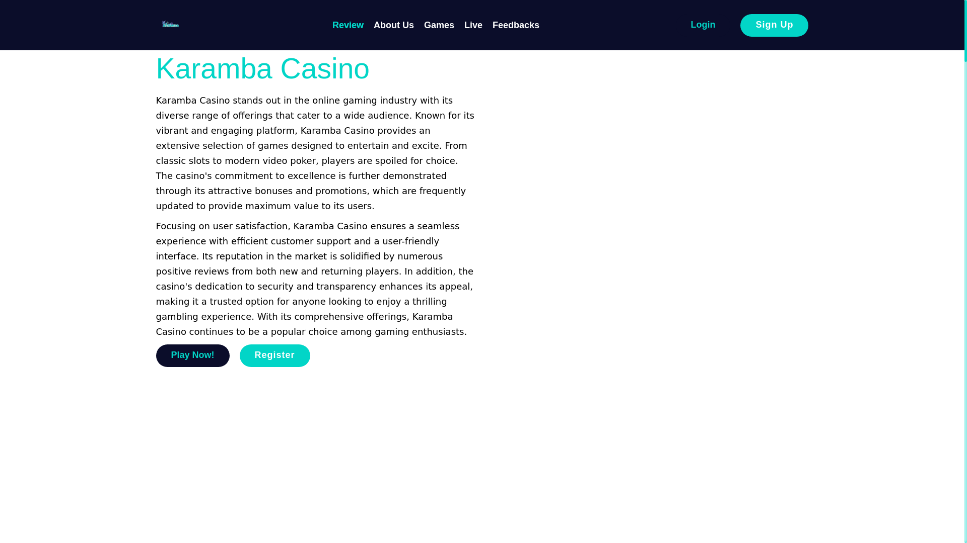 website screenshot of https://casinokaramba.uk/