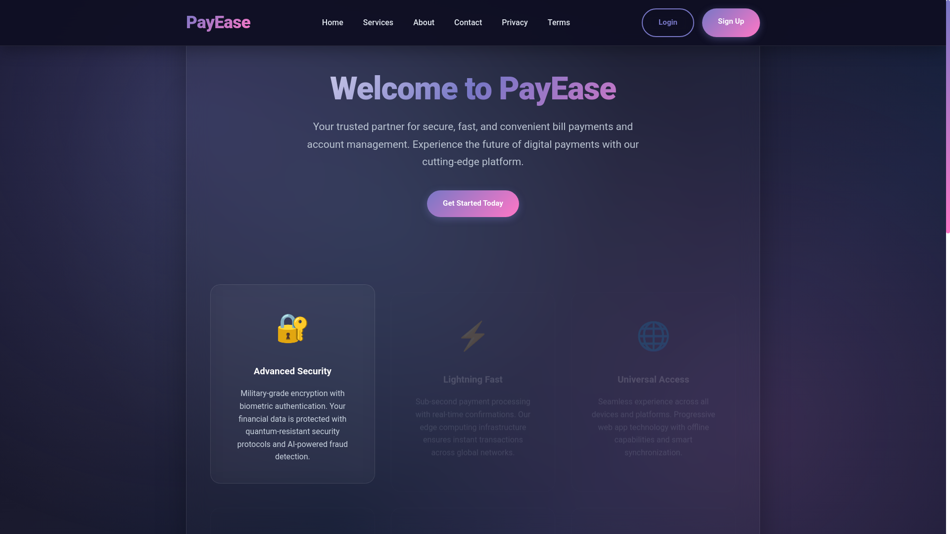 website screenshot of https://easebillspayserve.live/