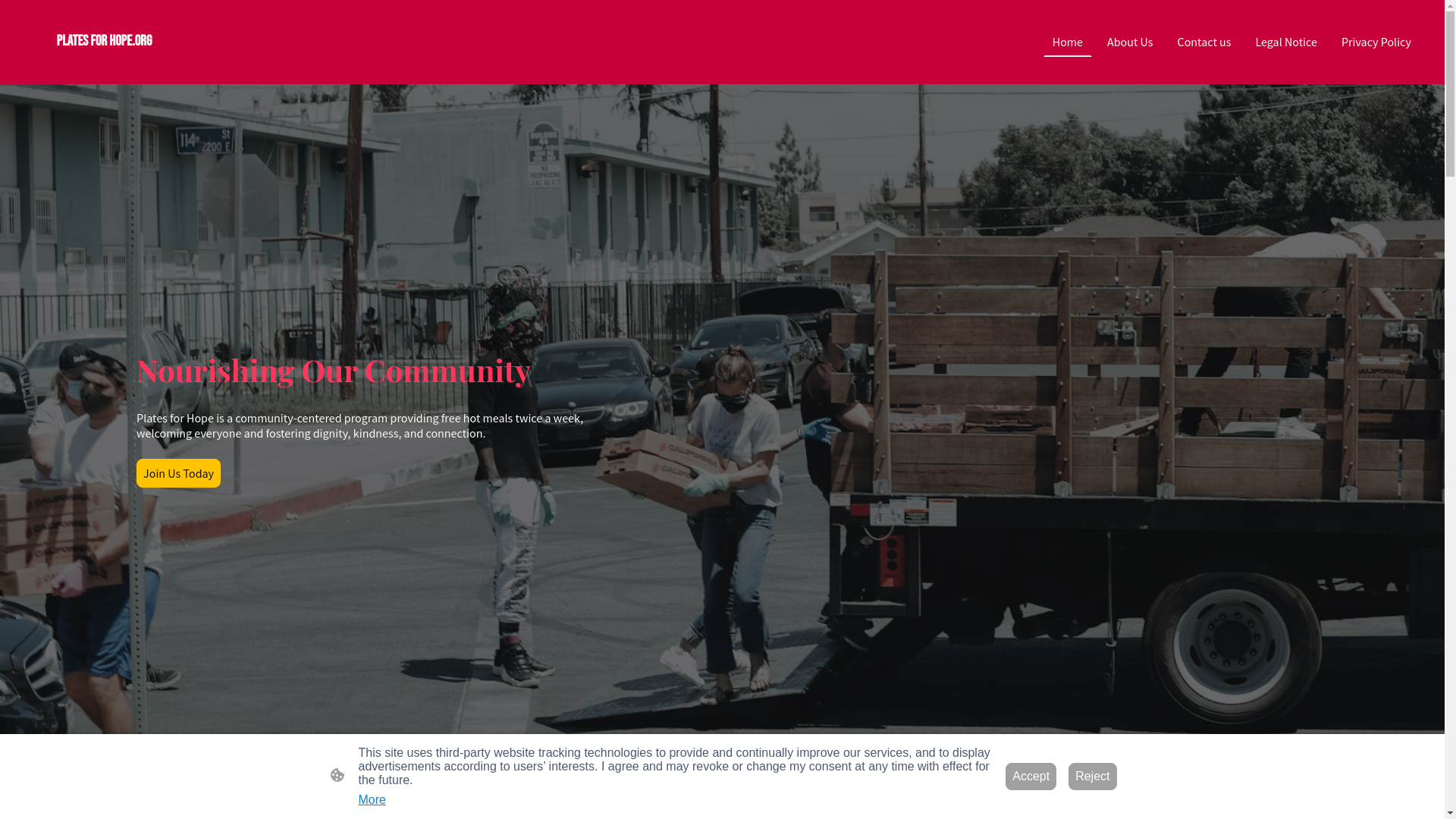 website screenshot of https://platesforhope.online/