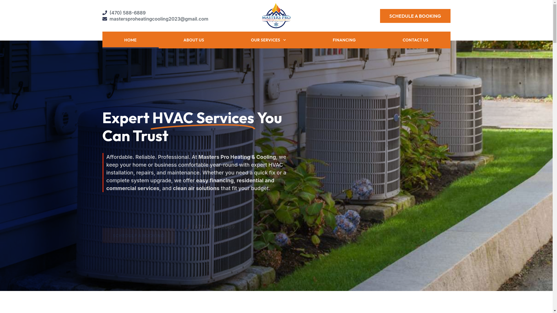 website screenshot of https://mastersproheatingcoolingnow.info/