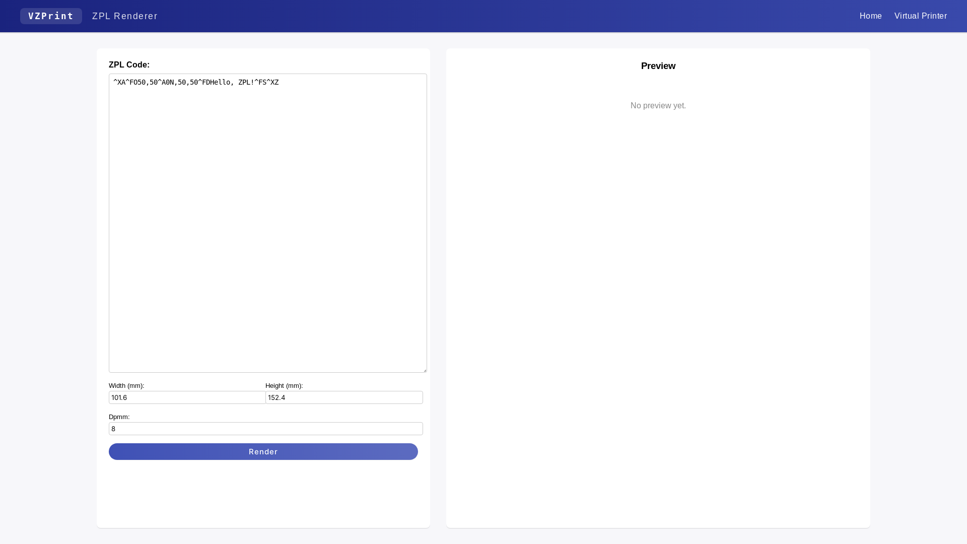 website screenshot of https://vzprint-frontend.pages.dev/